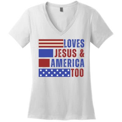 Love Jesus And America Too Women's V-Neck T-Shirt