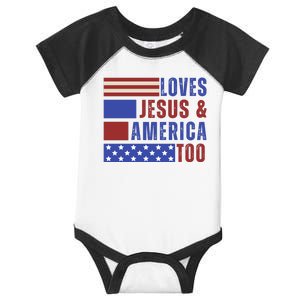 Love Jesus And America Too Infant Baby Jersey Bodysuit