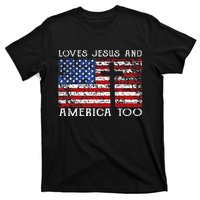 Loves Jesus And America Too Usa Patriotic T-Shirt