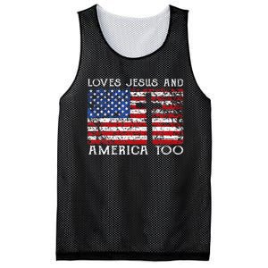 Loves Jesus And America Too Usa Patriotic Mesh Reversible Basketball Jersey Tank