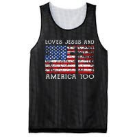 Loves Jesus And America Too Usa Patriotic Mesh Reversible Basketball Jersey Tank