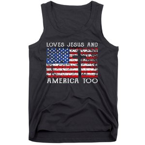 Loves Jesus And America Too Usa Patriotic Tank Top