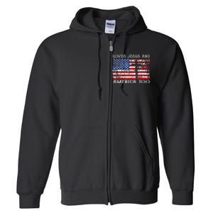 Loves Jesus And America Too Usa Patriotic Full Zip Hoodie