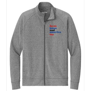 Loves Jesus And America Too Patriotic Stretch Full-Zip Cadet Jacket