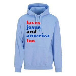 Loves Jesus And America Too Patriotic Unisex Surf Hoodie