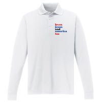 Loves Jesus And America Too Patriotic Performance Long Sleeve Polo