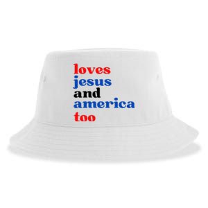 Loves Jesus And America Too Patriotic Sustainable Bucket Hat