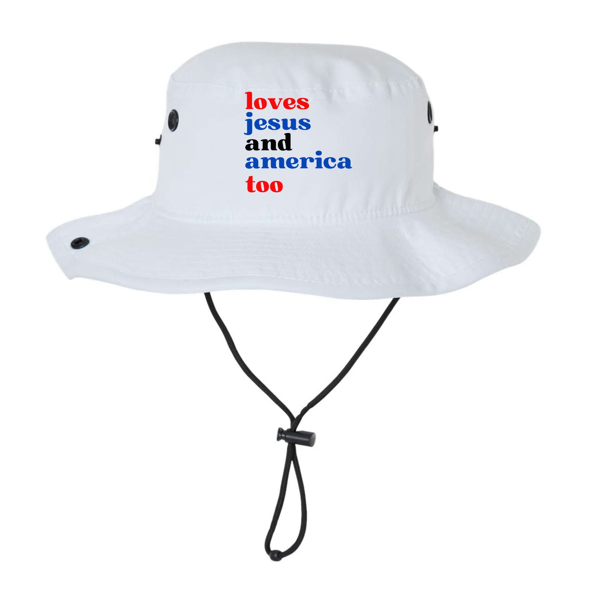 Loves Jesus And America Too Patriotic Bucket Hat