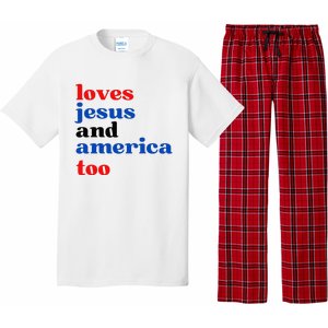 Loves Jesus And America Too Patriotic Pajama Set