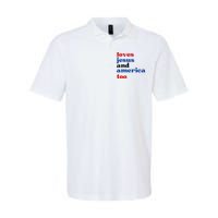 Loves Jesus And America Too Patriotic Softstyle Adult Sport Polo