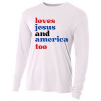 Loves Jesus And America Too Patriotic Cooling Performance Long Sleeve Crew