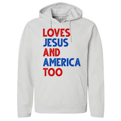 Loves Jesus And America Too Vintage Performance Fleece Hoodie