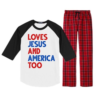 Loves Jesus And America Too Vintage Raglan Sleeve Pajama Set