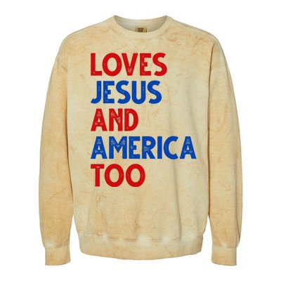 Loves Jesus And America Too Vintage Colorblast Crewneck Sweatshirt