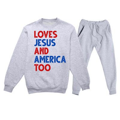 Loves Jesus And America Too Vintage Premium Crewneck Sweatsuit Set