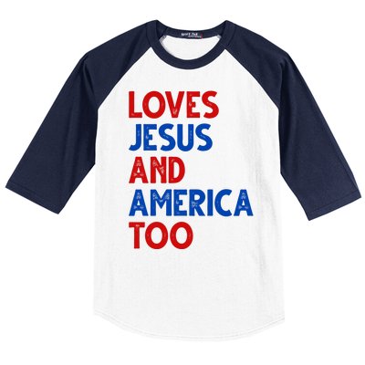 Loves Jesus And America Too Vintage Baseball Sleeve Shirt