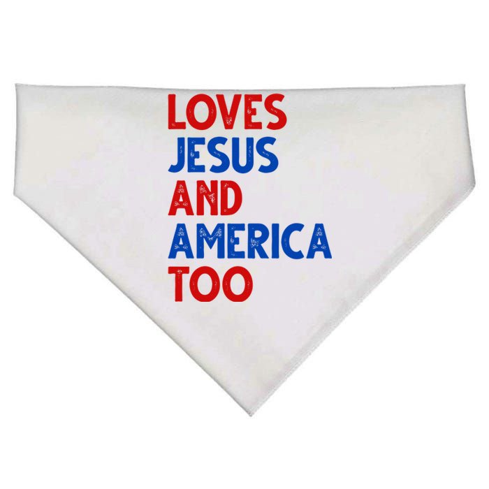 Loves Jesus And America Too Vintage USA-Made Doggie Bandana