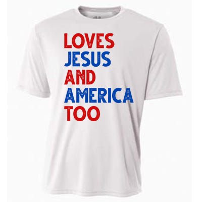 Loves Jesus And America Too Vintage Cooling Performance Crew T-Shirt