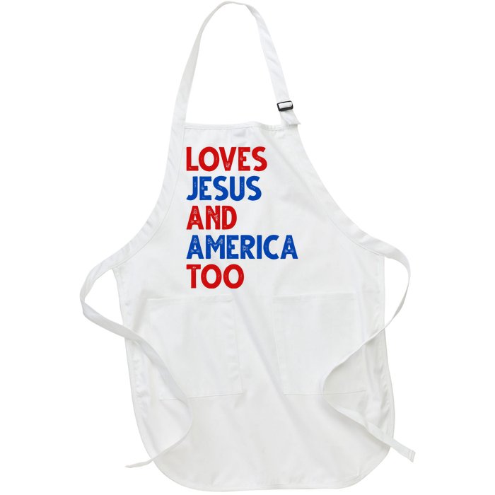 Loves Jesus And America Too Vintage Full-Length Apron With Pockets