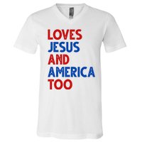 Loves Jesus And America Too Vintage V-Neck T-Shirt