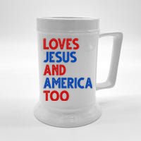 Loves Jesus And America Too Vintage Beer Stein