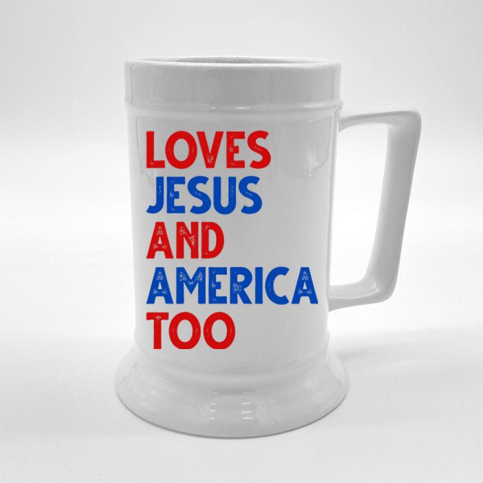 Loves Jesus And America Too Vintage Beer Stein