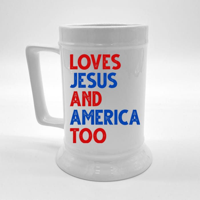 Loves Jesus And America Too Vintage Beer Stein