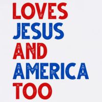 Loves Jesus And America Too Vintage Button