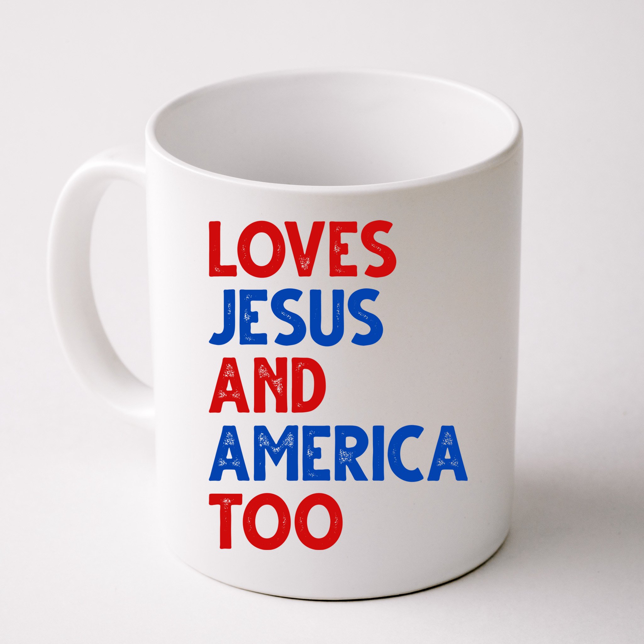Loves Jesus And America Too Vintage Mug