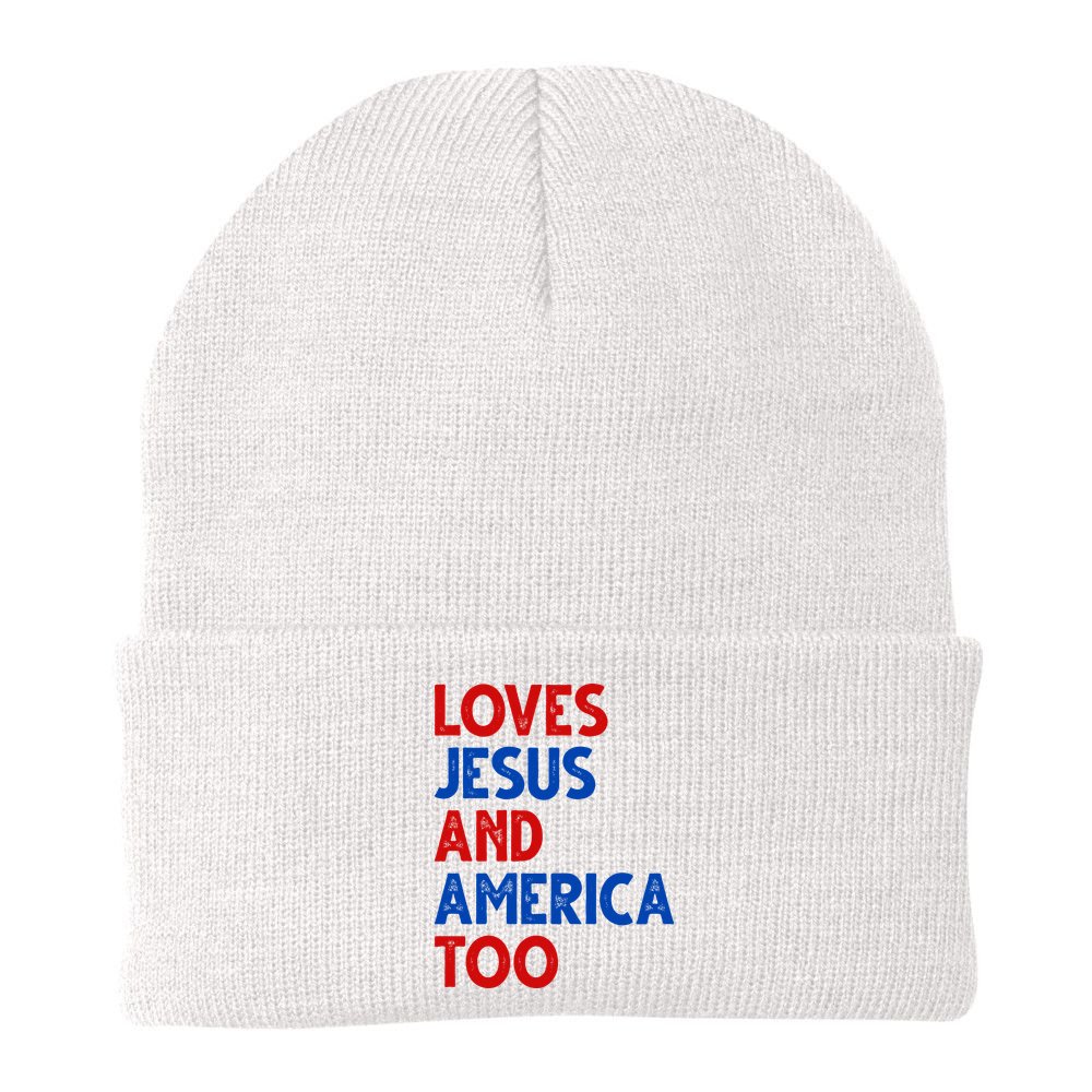Loves Jesus And America Too Vintage Beanie