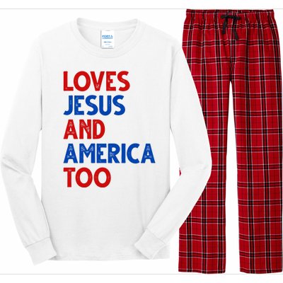 Loves Jesus And America Too Vintage Long Sleeve Pajama Set