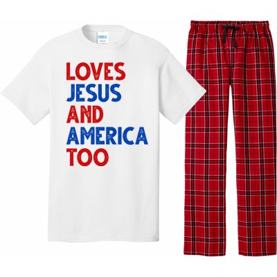 Loves Jesus And America Too Vintage Pajama Set