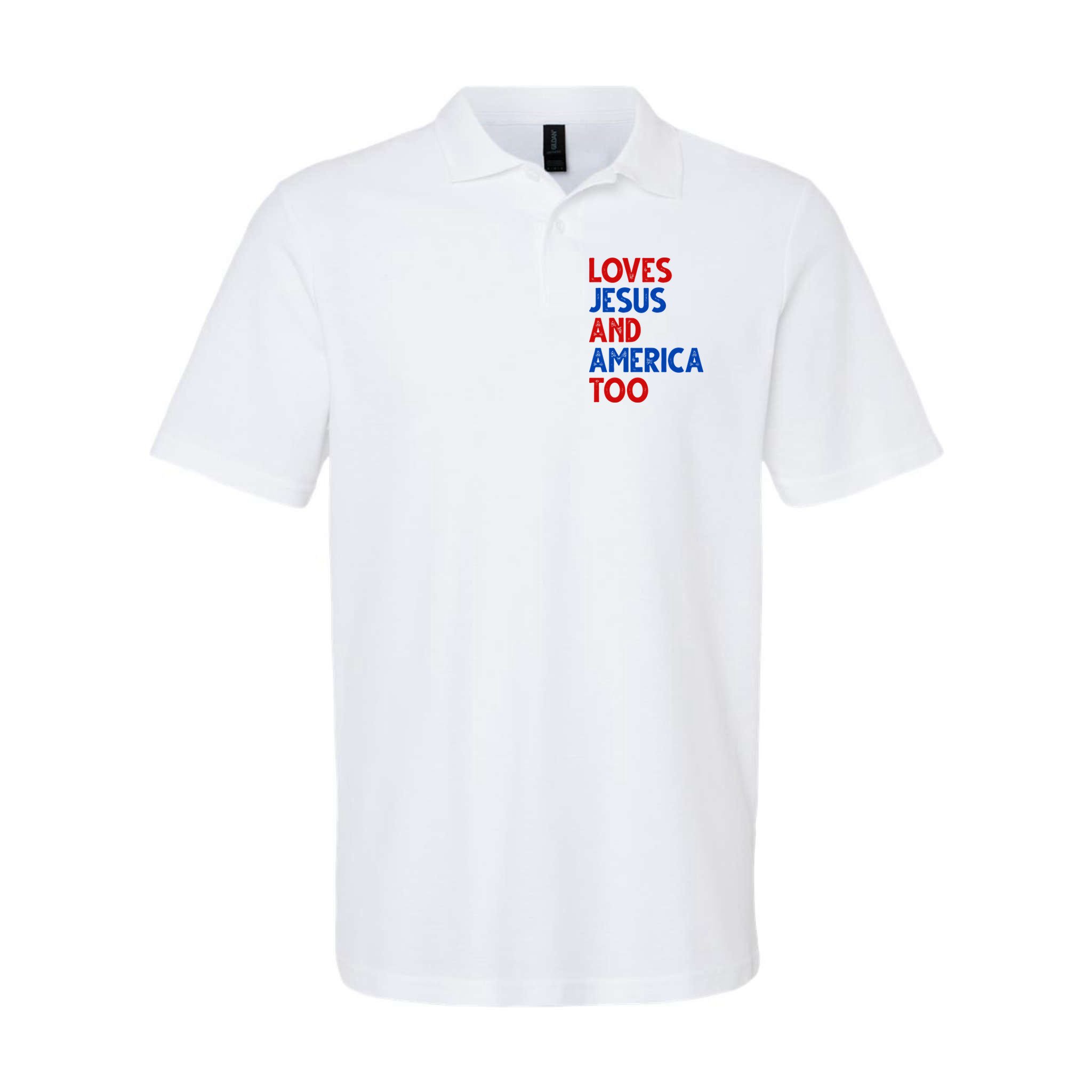 Loves Jesus And America Too Vintage Polo