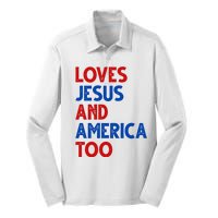 Loves Jesus And America Too Vintage Silk Touch Performance Long Sleeve Polo