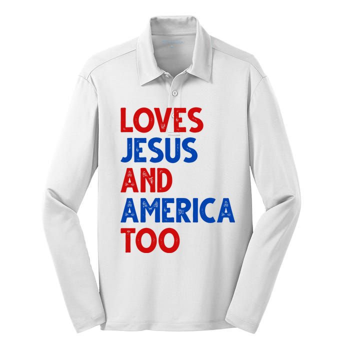 Loves Jesus And America Too Vintage Silk Touch Performance Long Sleeve Polo