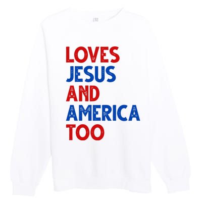 Loves Jesus And America Too Vintage Premium Crewneck Sweatshirt