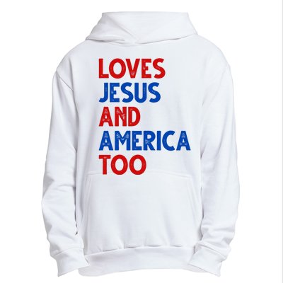 Loves Jesus And America Too Vintage Urban Pullover Hoodie