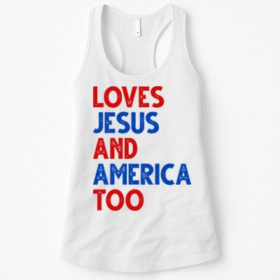 Loves Jesus And America Too Vintage Womens Tank Top