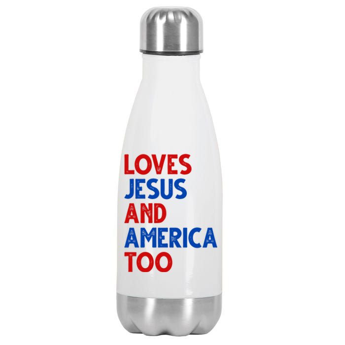 Loves Jesus And America Too Vintage Stainless Steel Insulated Water Bottle