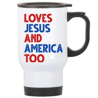 Loves Jesus And America Too Vintage Stainless Steel Travel Mug