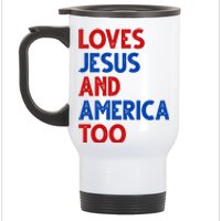 Loves Jesus And America Too Vintage Stainless Steel Travel Mug