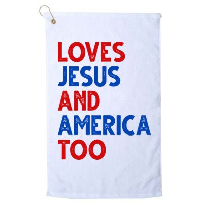 Loves Jesus And America Too Vintage Golf Towel