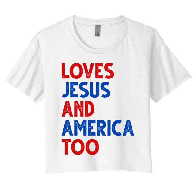 Loves Jesus And America Too Vintage Crop Top