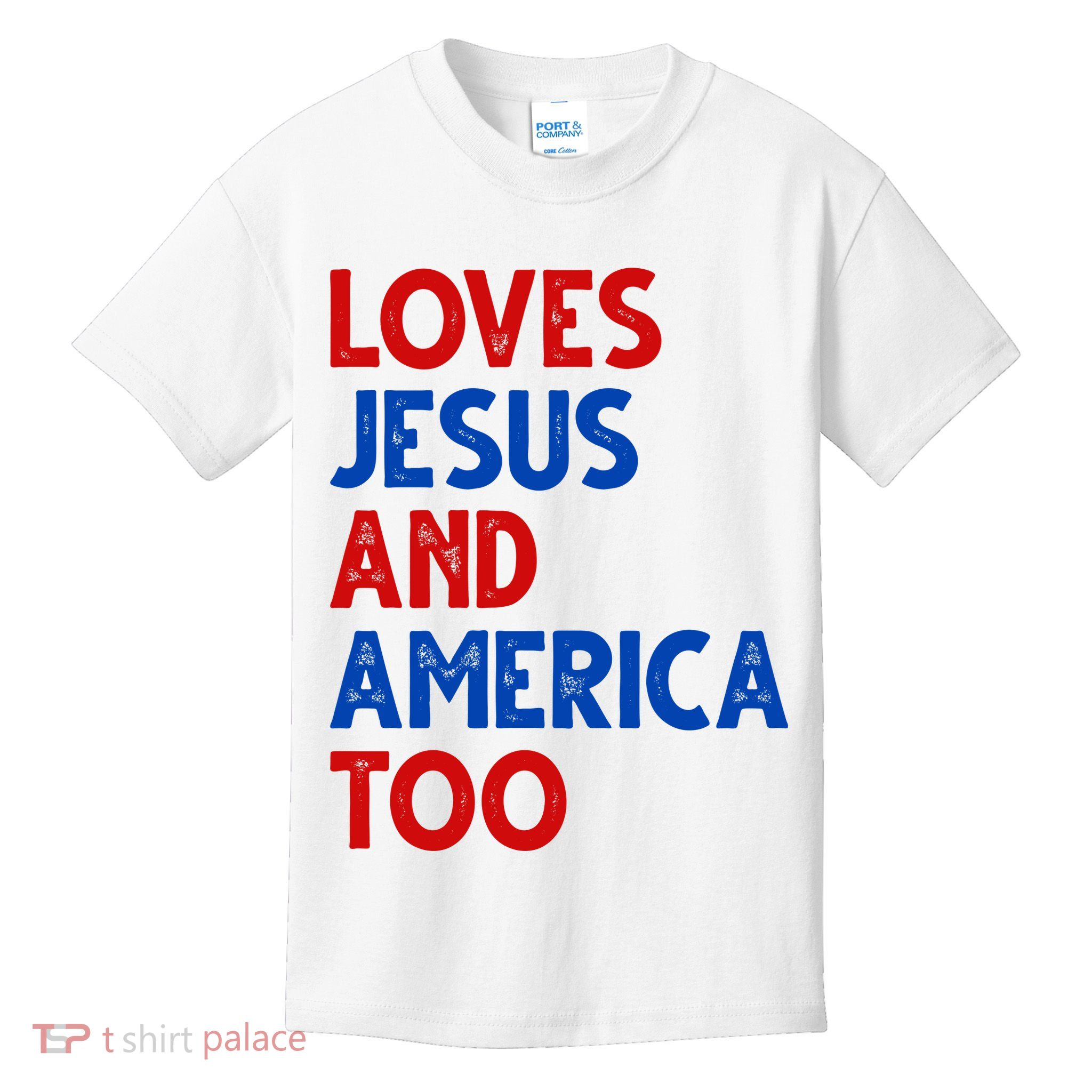 Loves Jesus And America Too Vintage Kids T-Shirt