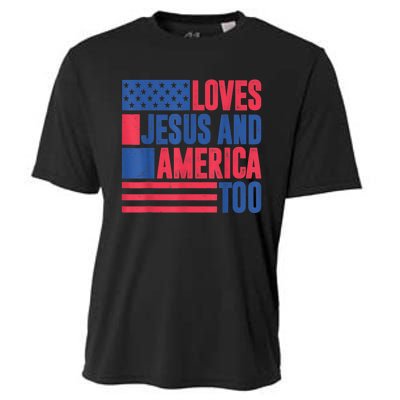 Loves Jesus And America Too 4th Of July Patriotic Wo  Cooling Performance Crew T-Shirt