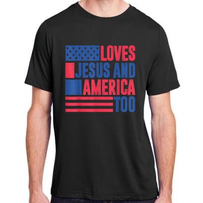 Loves Jesus And America Too 4th Of July Patriotic Wo  Adult ChromaSoft Performance T-Shirt