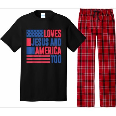 Loves Jesus And America Too 4th Of July Patriotic Wo  Pajama Set