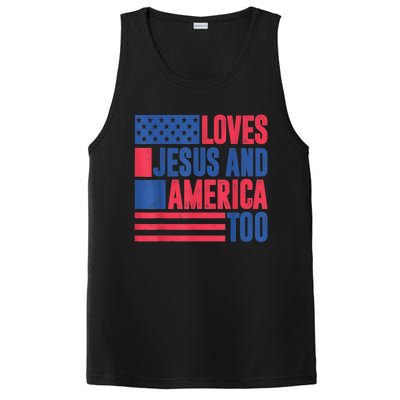 Loves Jesus And America Too 4th Of July Patriotic Wo  PosiCharge Competitor Tank