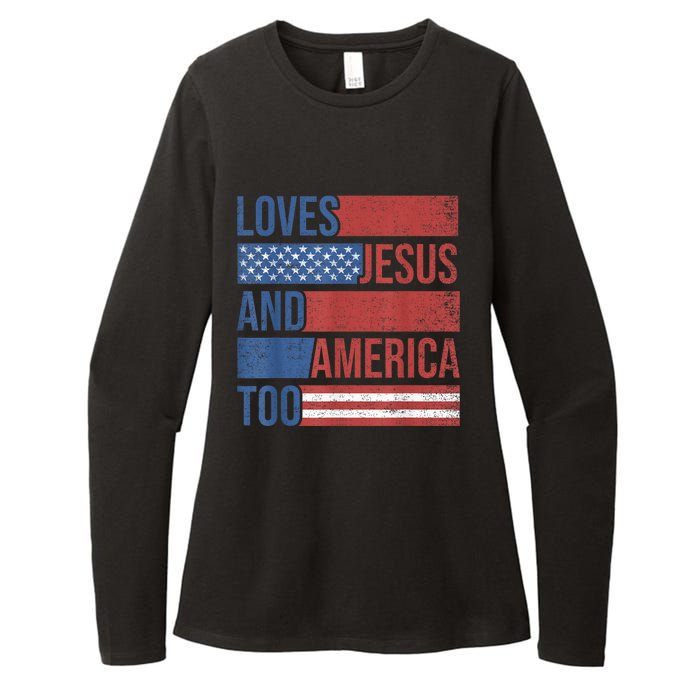 Loves Jesus And America Too 4th of July Proud Wo  Womens CVC Long Sleeve Shirt