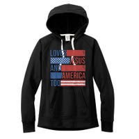 Loves Jesus And America Too 4th of July Proud Wo  Women's Fleece Hoodie